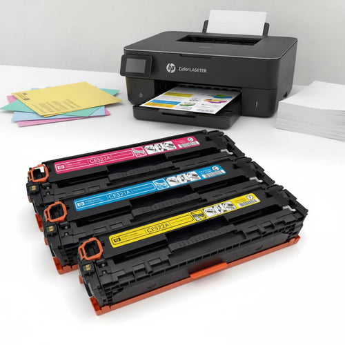 Original HP Colorpack CF371AM (CE323A | CE322A | CE321A) Farbe: Magenta | Yellow | Cyan ca. 3.900 Seiten
