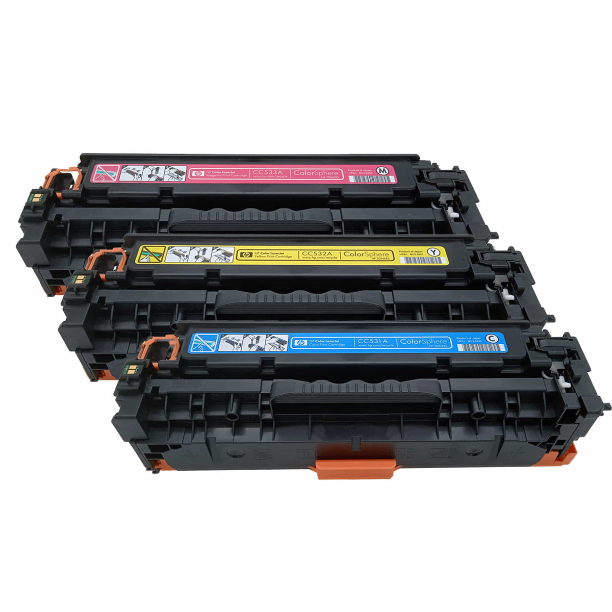 3 x Original HP Toner Multipack CF372AM (CC531A CC532A CC533A)  für ca. 8.400 Seiten