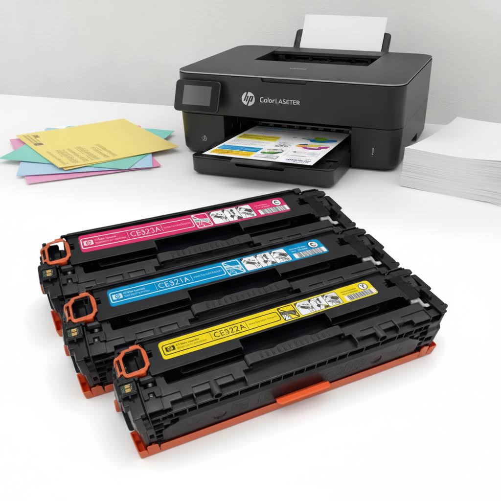 Original HP Colorpack CF371AM (CE323A | CE322A | CE321A) Farbe: Magenta | Yellow | Cyan ca. 3.900 Seiten